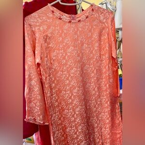 ao dai ha dong cach tan suong, Vietnamese modern long dress set m 2 orange new 🎁